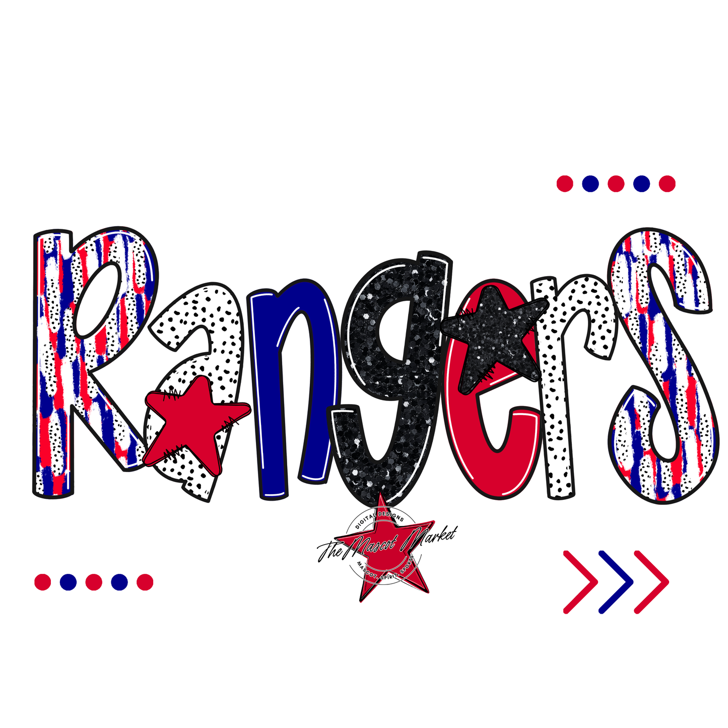 Rangers Brushstroke Alpha w Arrows-Blue-Red