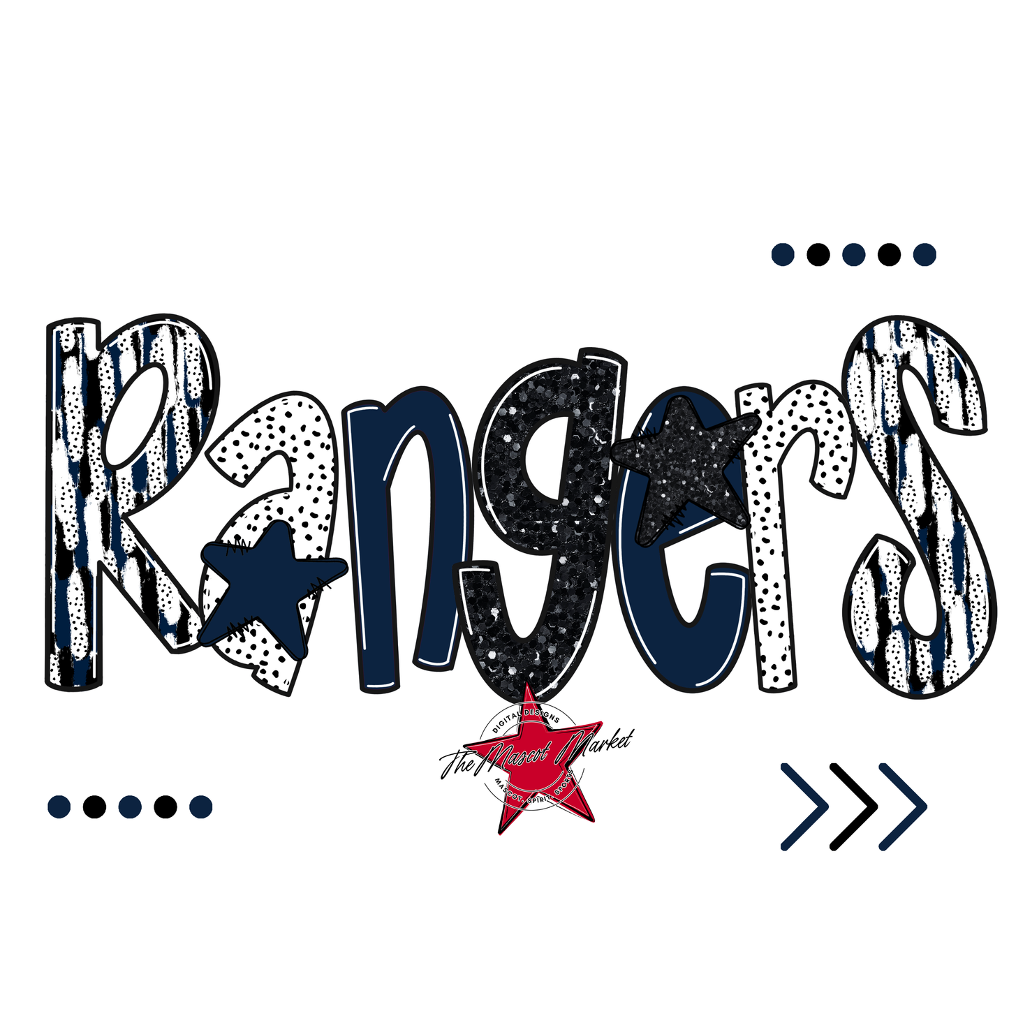 Rangers Brushstroke Alpha w Arrows-Navy