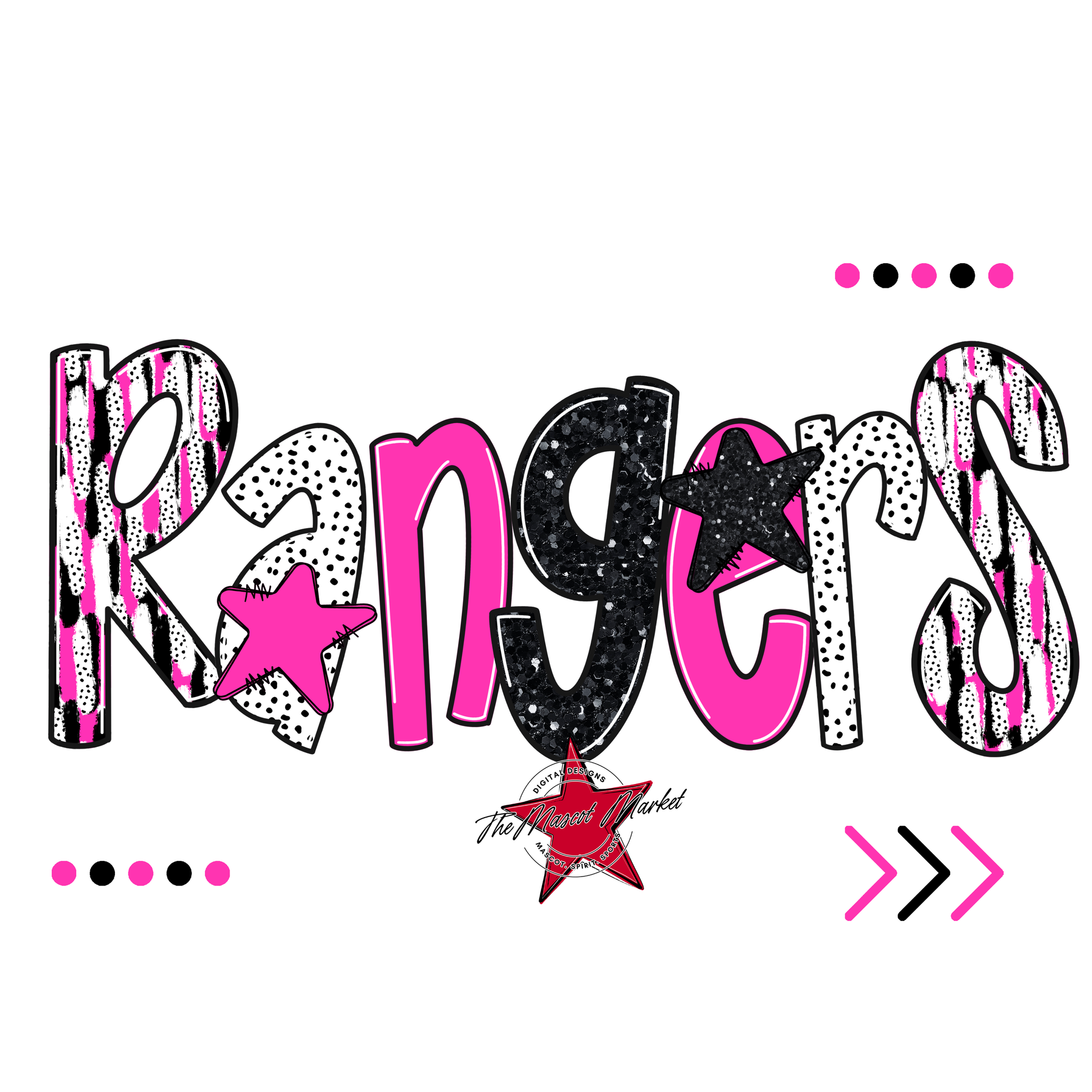 Rangers Brushstroke Alpha w Arrows-Pink