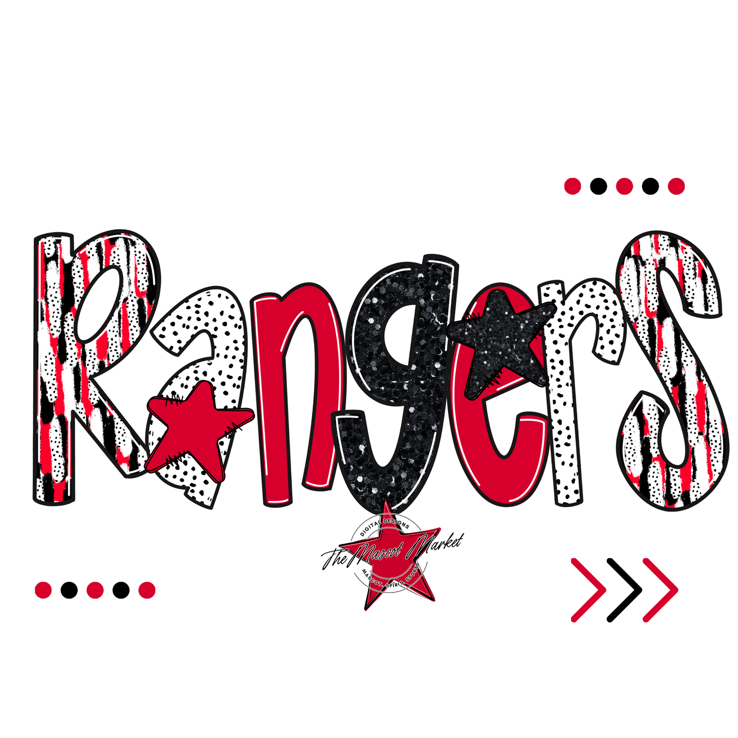 Rangers Brushstroke Alpha w Arrows-Red