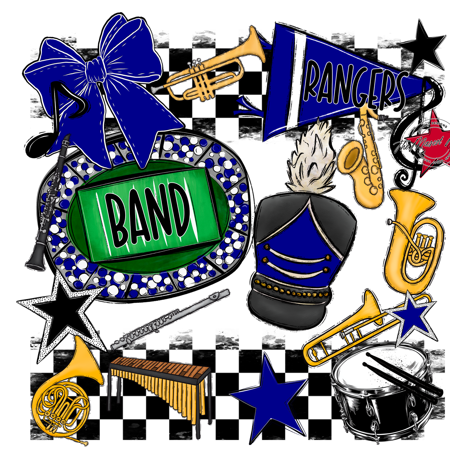 Rangers Checkers Band Spirit Design-Blue