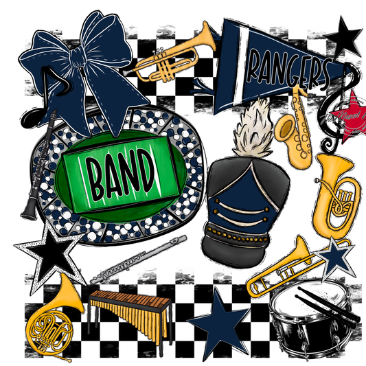 Rangers Checkers Band Spirit Design-Navy
