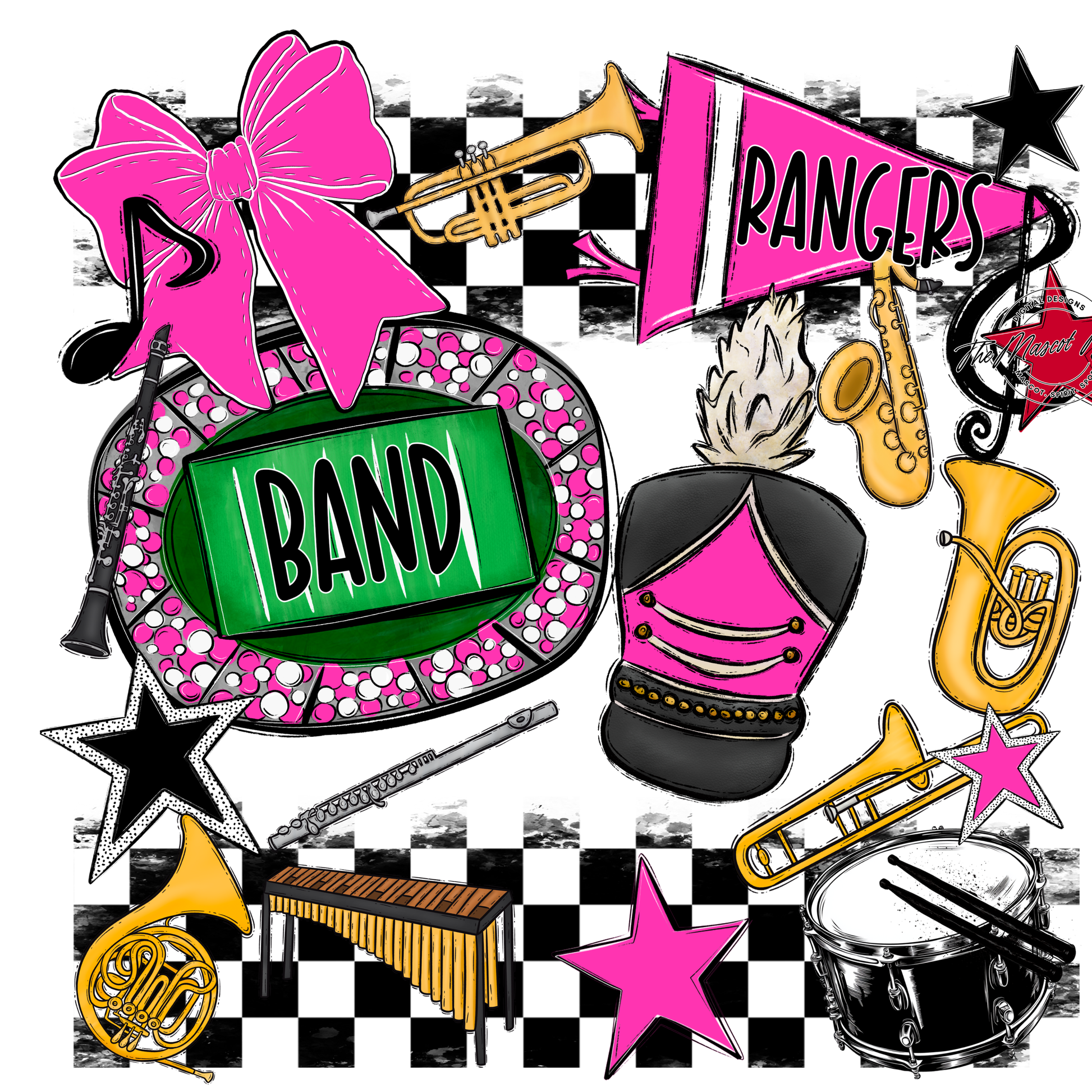 Rangers Checkers Band Spirit Design-Pink