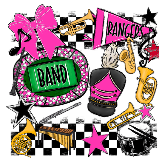 Rangers Checkers Band Spirit Design-Pink