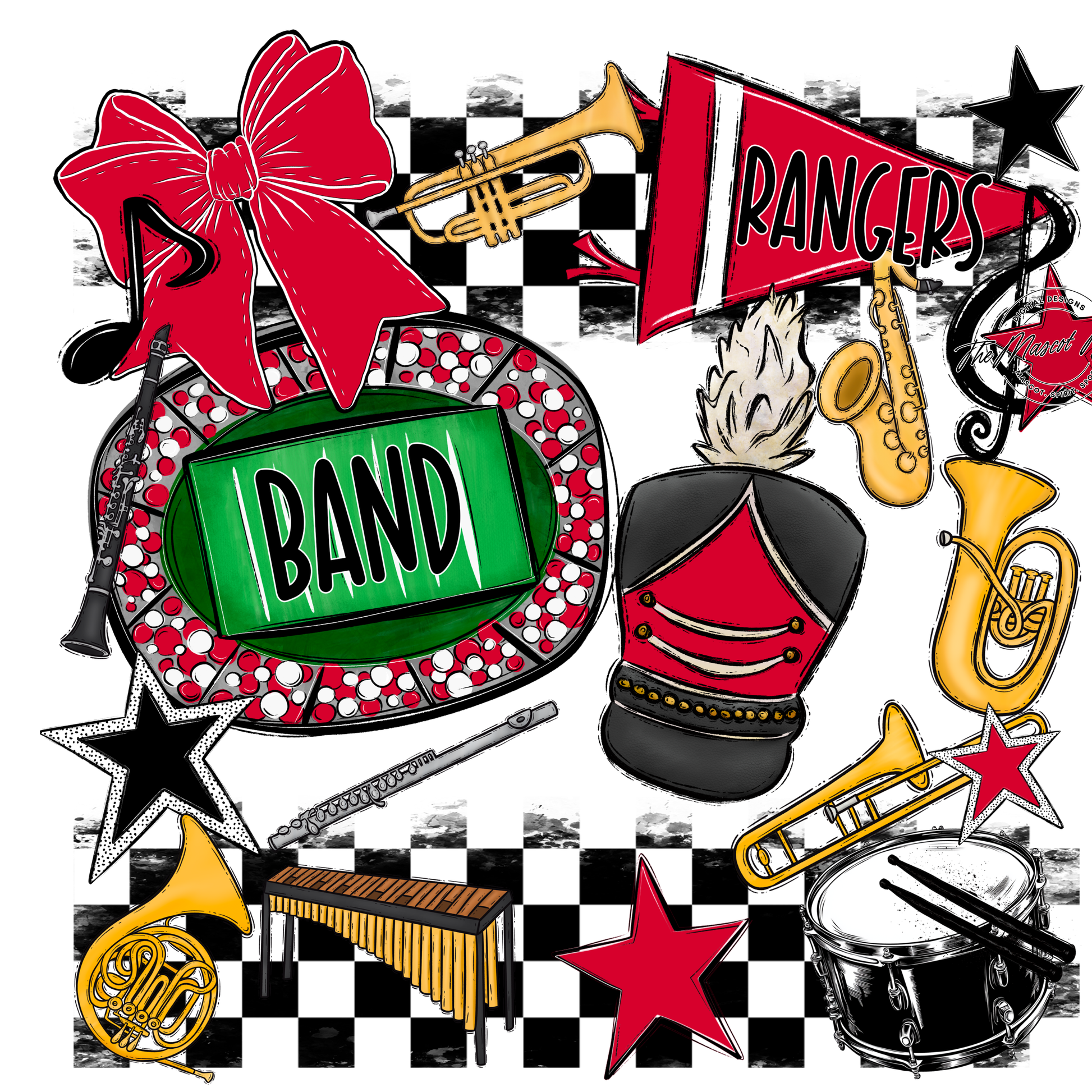 Rangers Checkers Band Spirit Design-Red