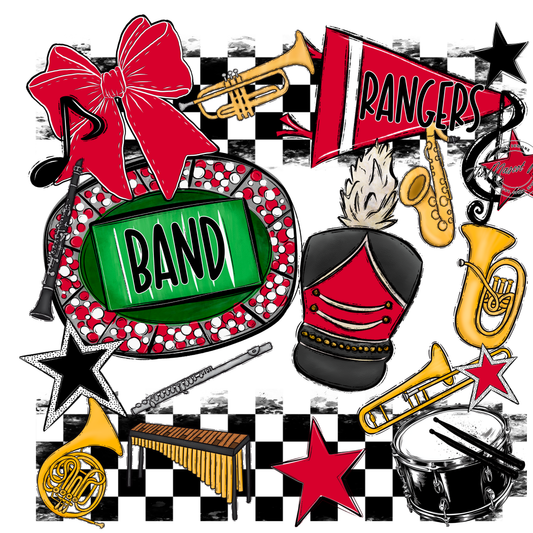 Rangers Checkers Band Spirit Design-Red