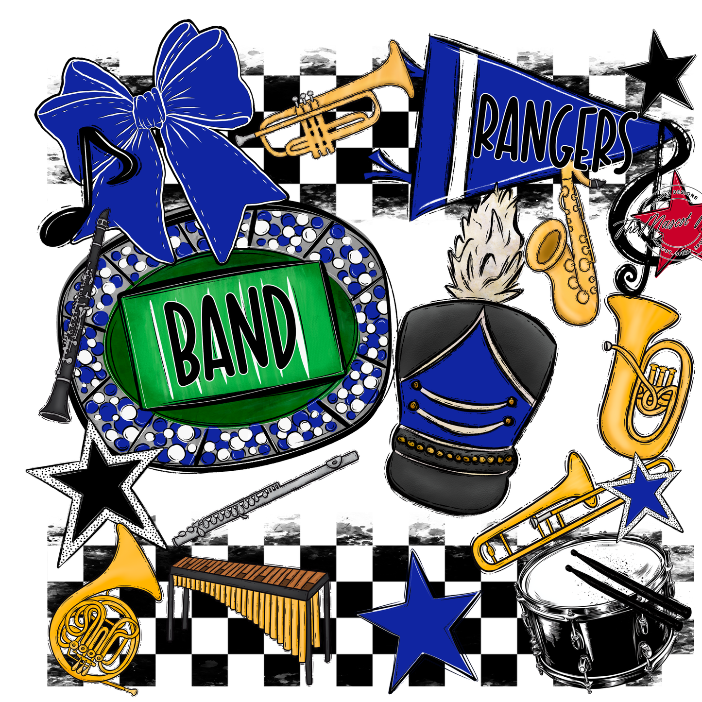 Rangers Checkers Band Spirit Design-Royal Blue