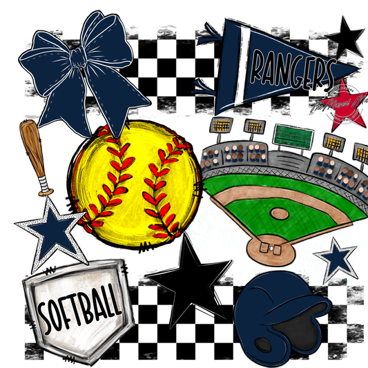Rangers Checkers Softball Spirit Design-Navy