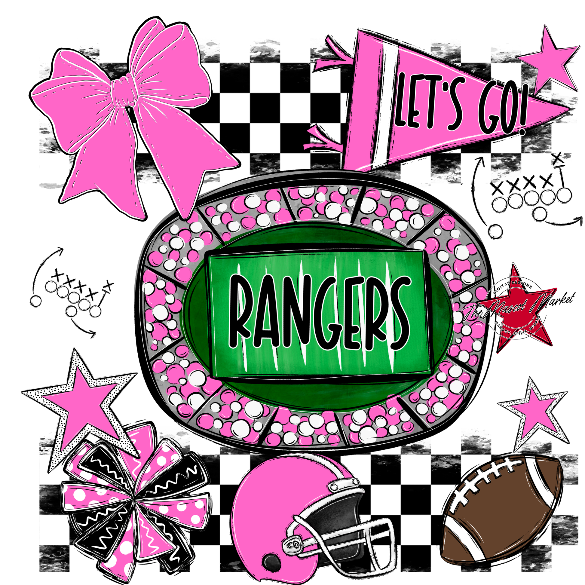 Rangers Checkers Spirit Design-Baby Pink