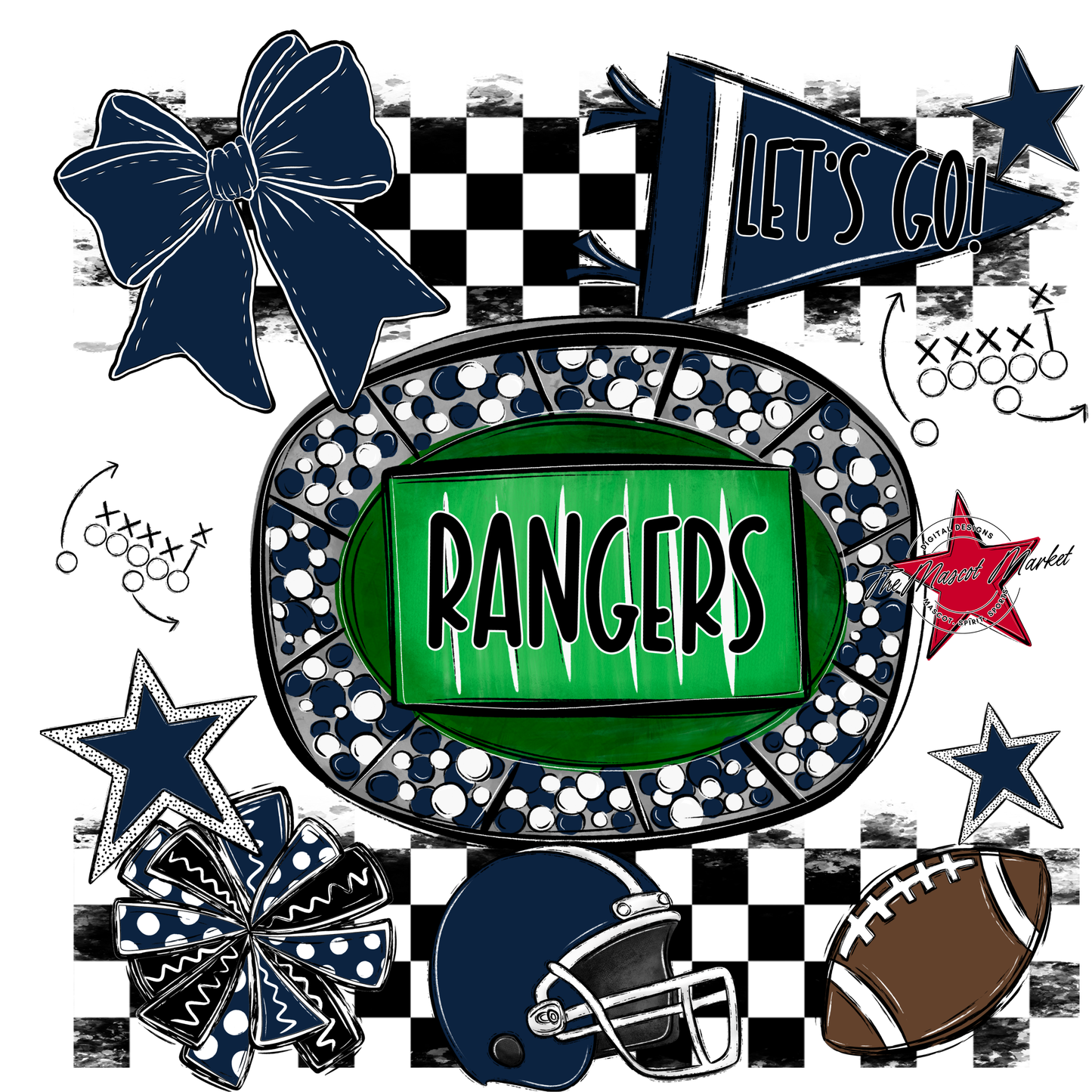 Rangers Checkers Spirit Design-Navy