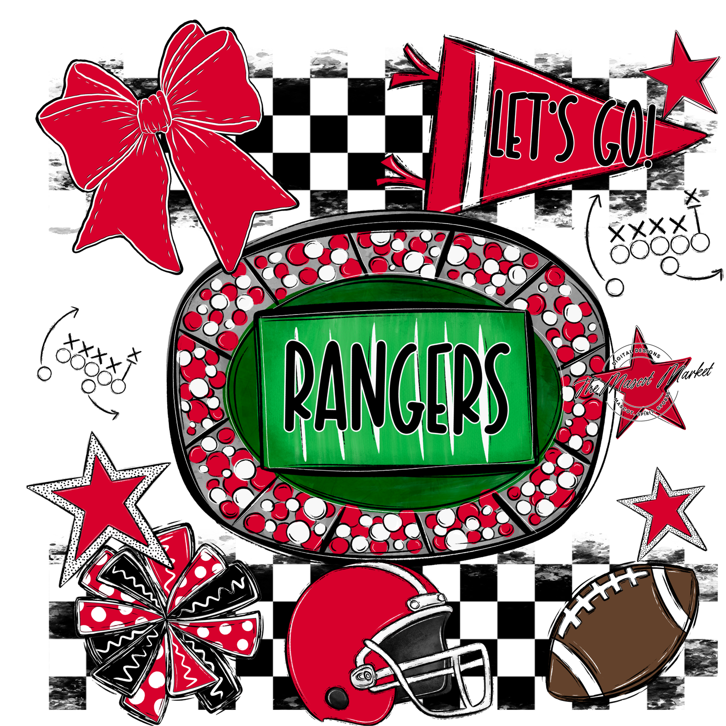 Rangers Checkers Spirit Design-Red