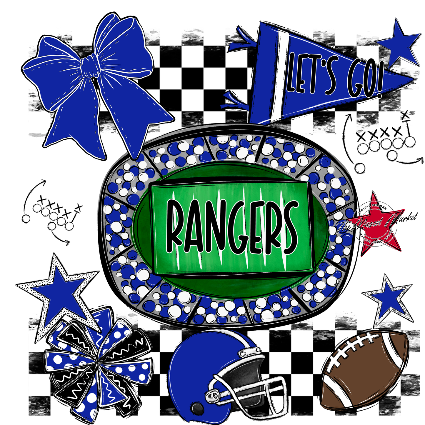 Rangers Checkers Spirit Design-Royal Blue