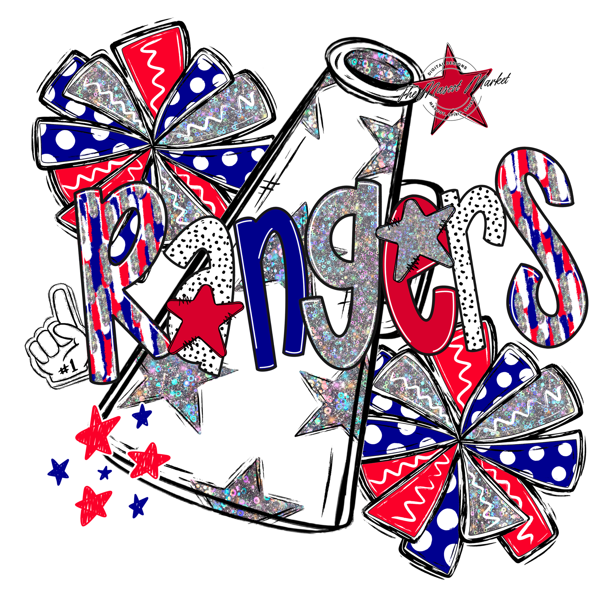 Rangers Cheer Megaphone Scrape-Blue-Red