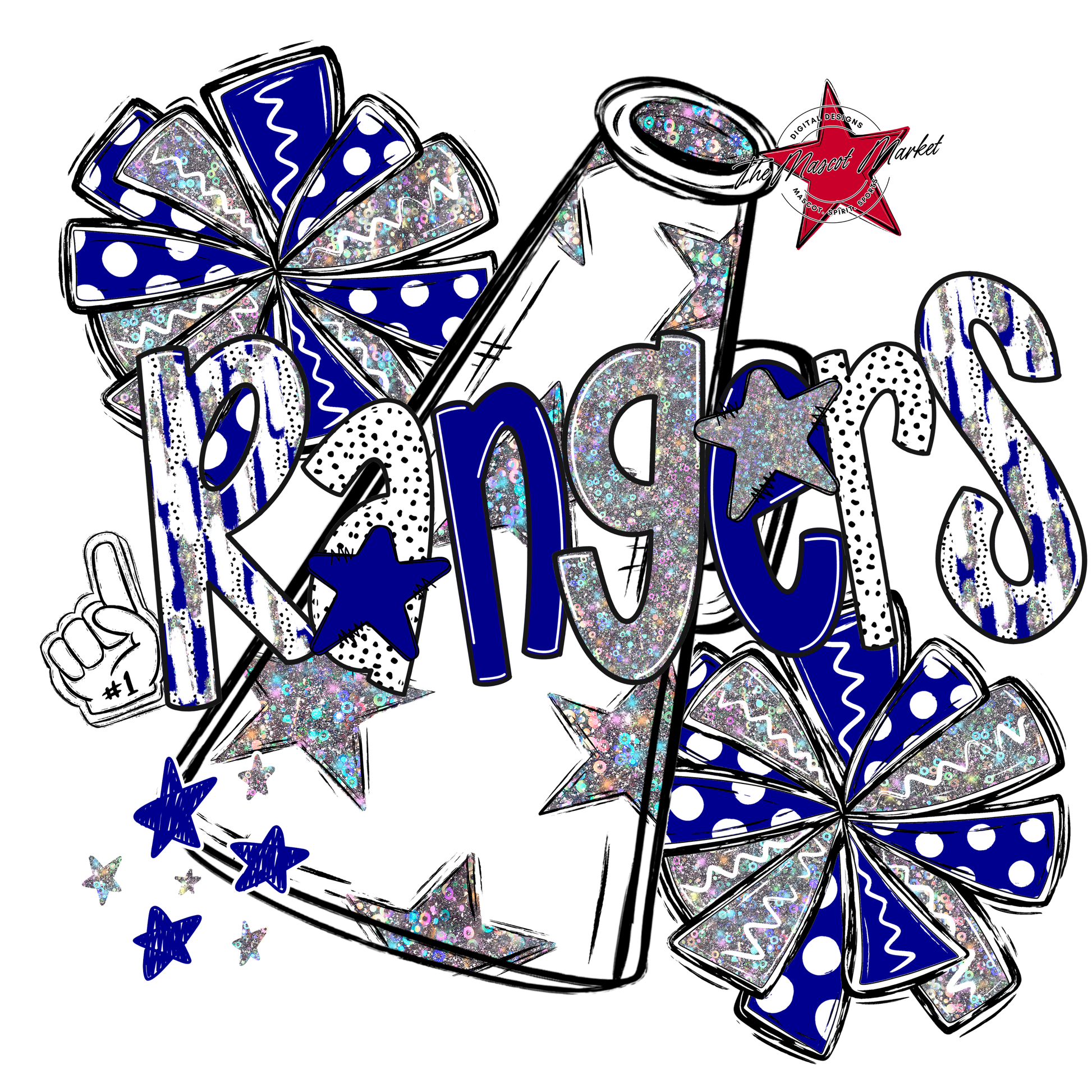 Rangers Cheer Megaphone Scrape-Blue