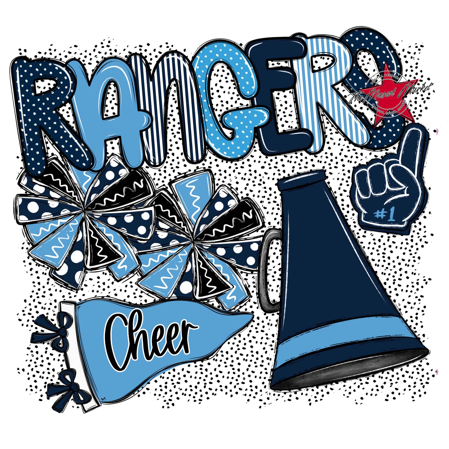 Rangers Cheer Spirit-Navy & Carolina Blue