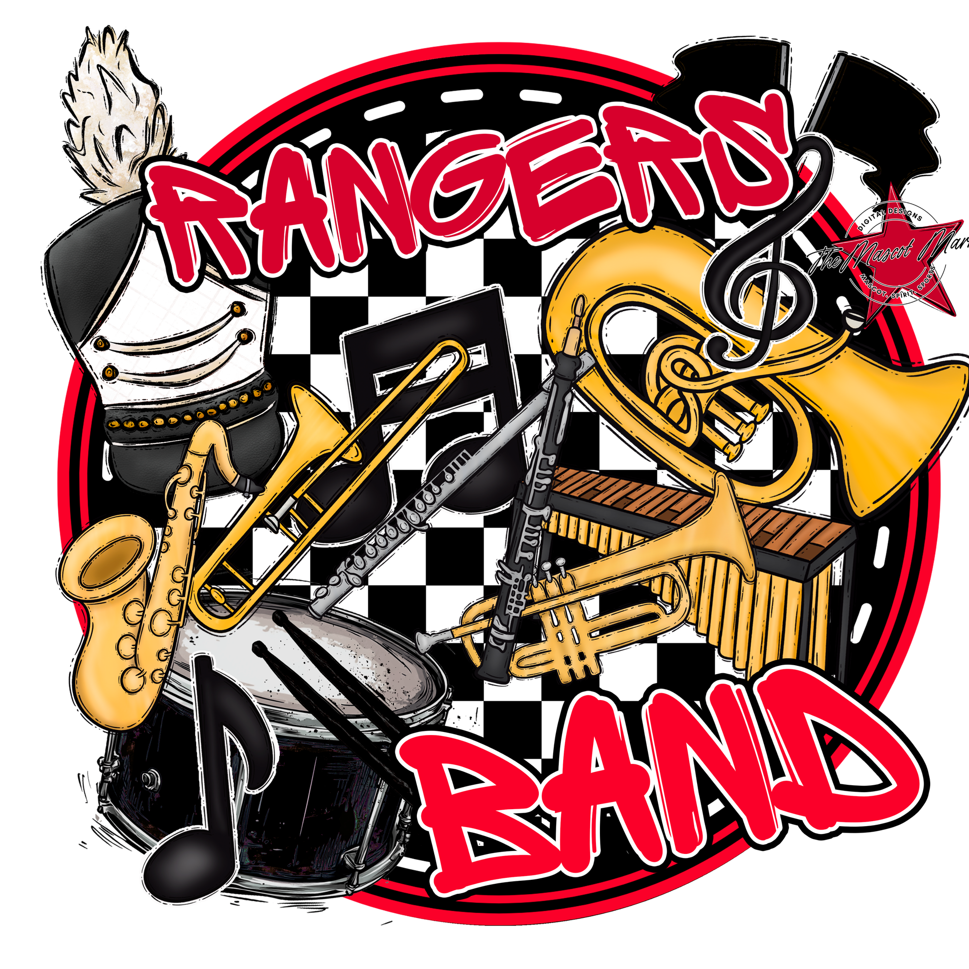 Rangers Circle Band Design-Red