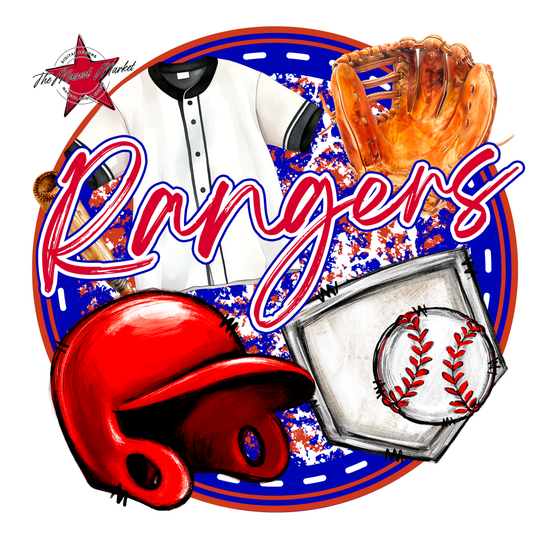 Rangers Circle Baseball Design-Blue-Red