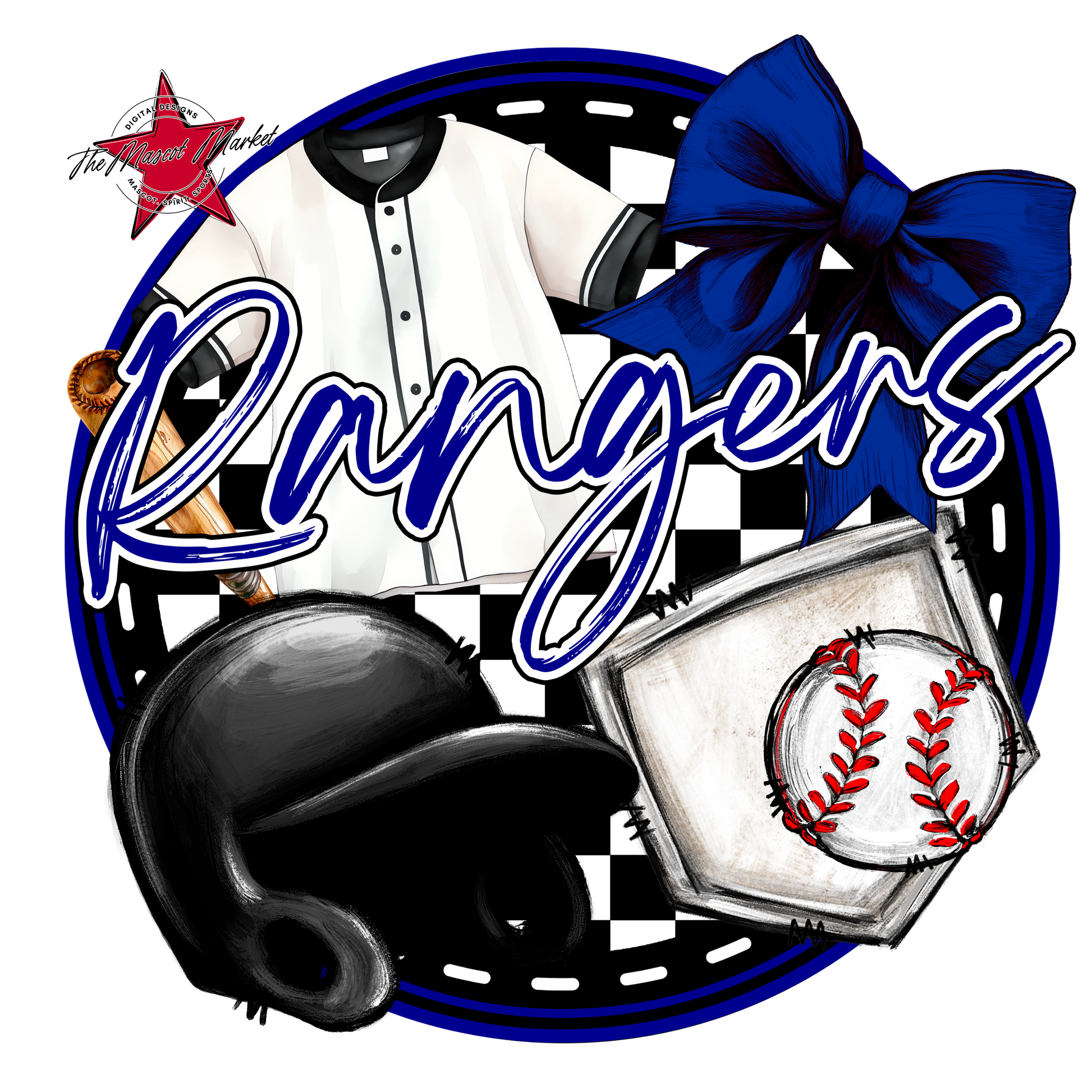 Rangers Circle Baseball Design-Blue