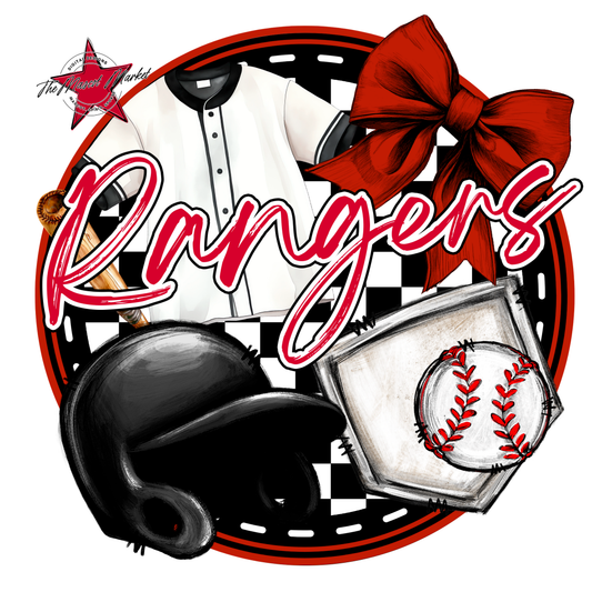 Rangers Circle Baseball Design-Red