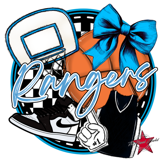 Rangers Circle Basketball Design-Carolina Blue