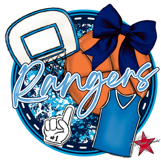 Rangers Circle Basketball Design-Navy-Carolina Blue