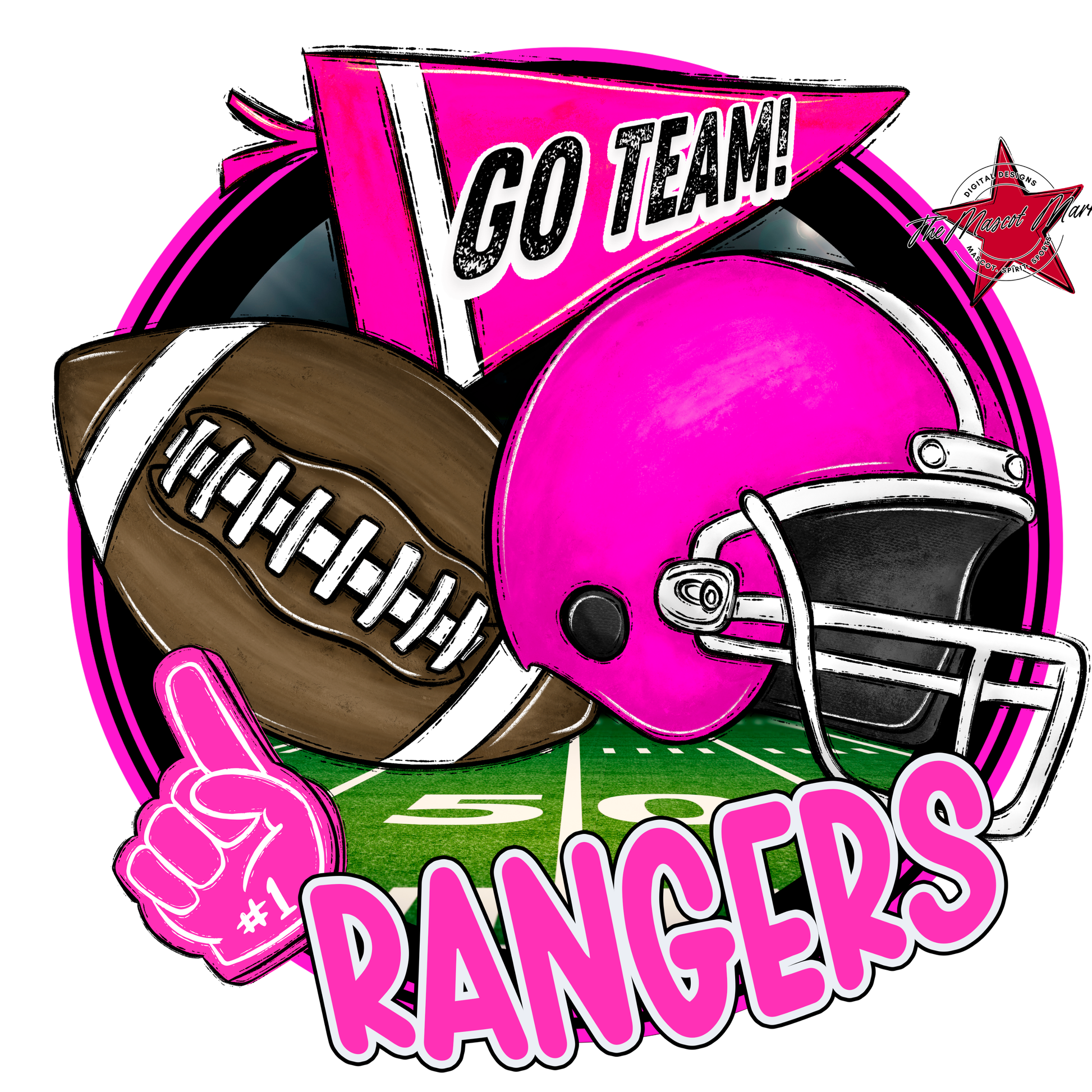 Rangers Circle Football Design-Pink