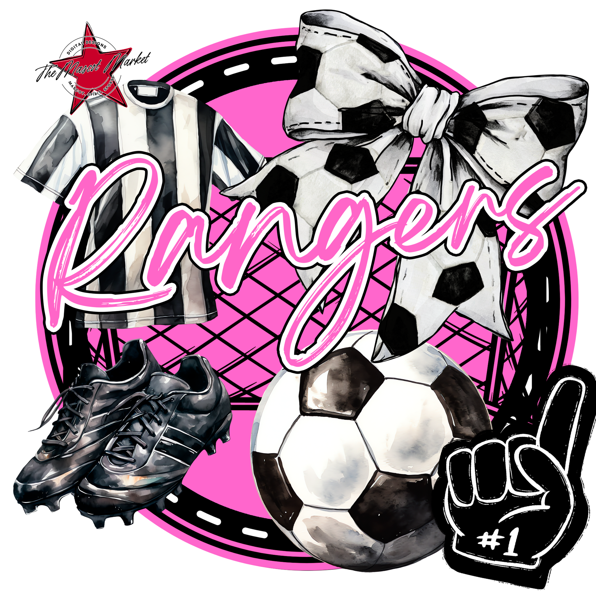 Rangers Circle Soccer Design-Baby Pink