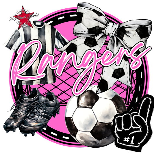 Rangers Circle Soccer Design-Baby Pink