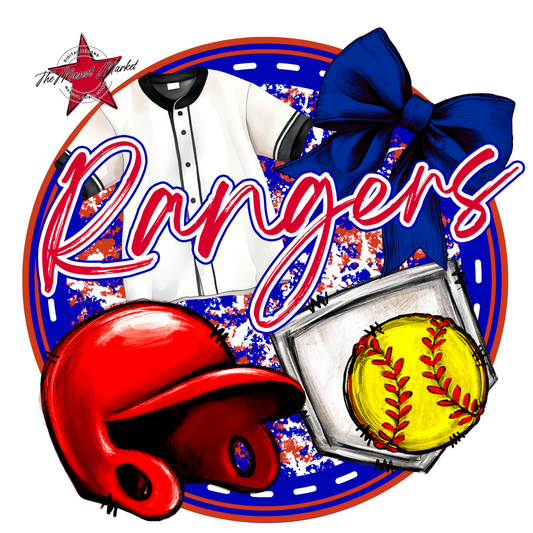 Rangers Circle Softball Design-Blue-Red
