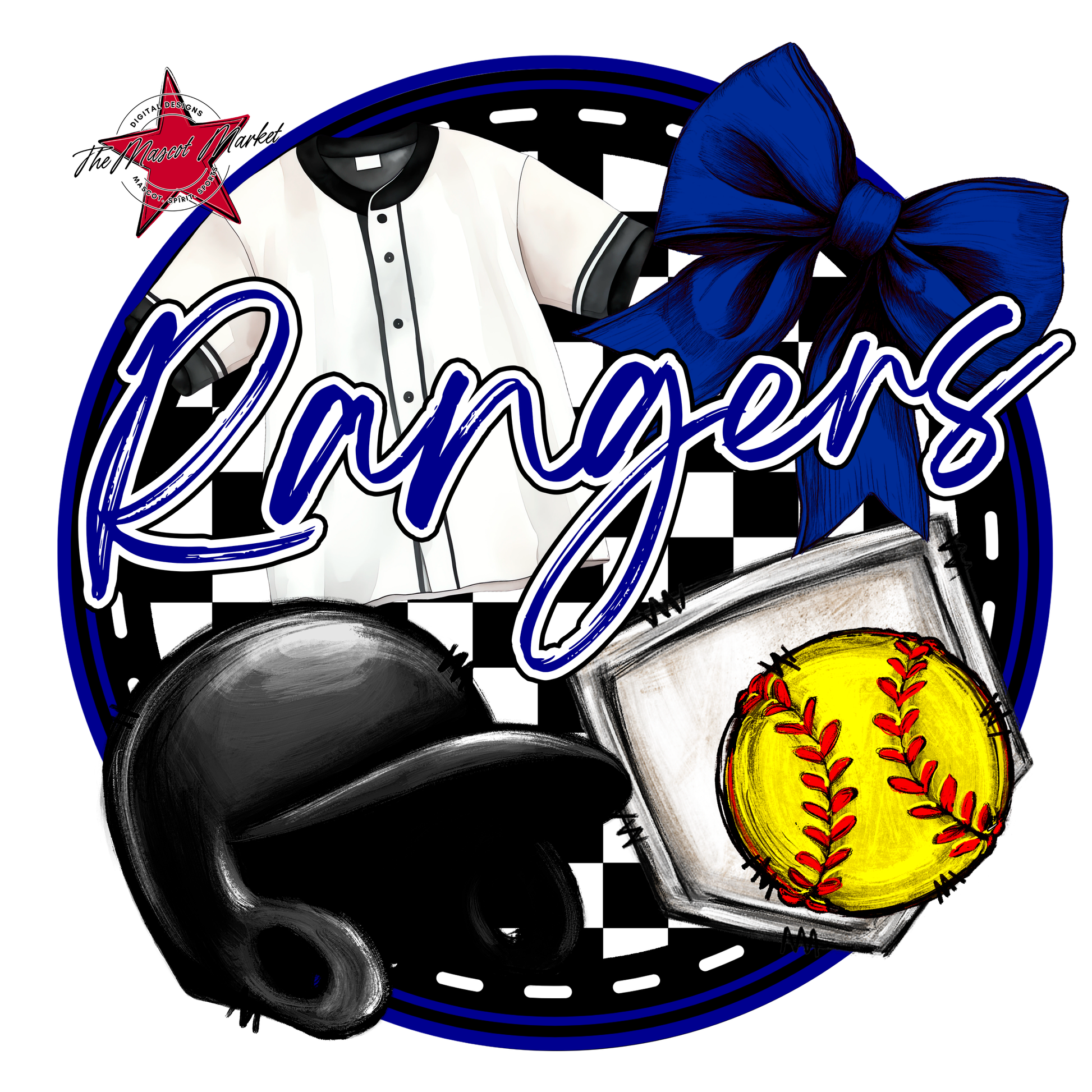 Rangers Circle Softball Design-Blue