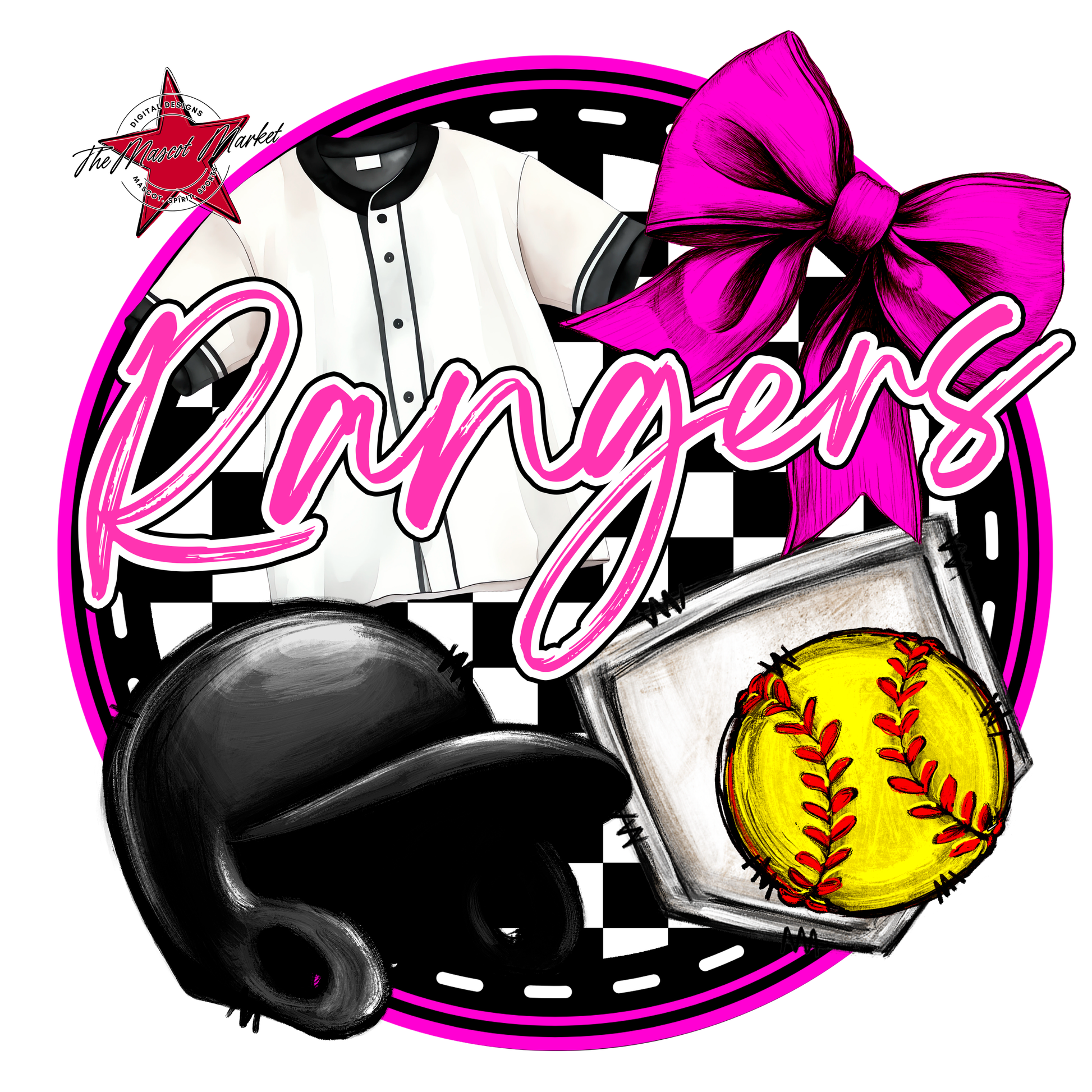 Rangers Circle Softball Design-Pink