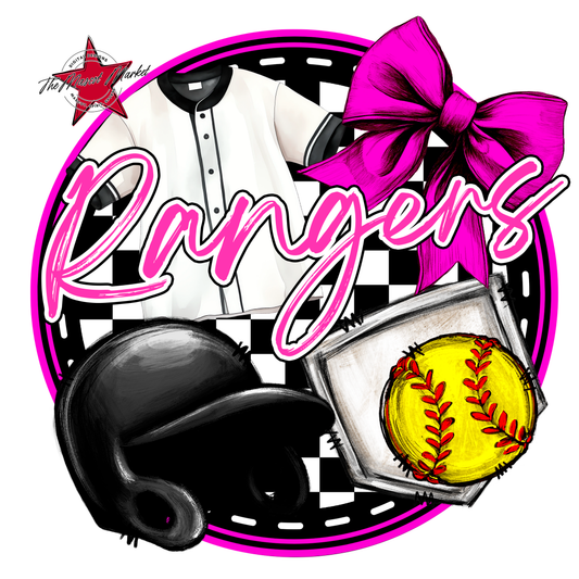 Rangers Circle Softball Design-Pink