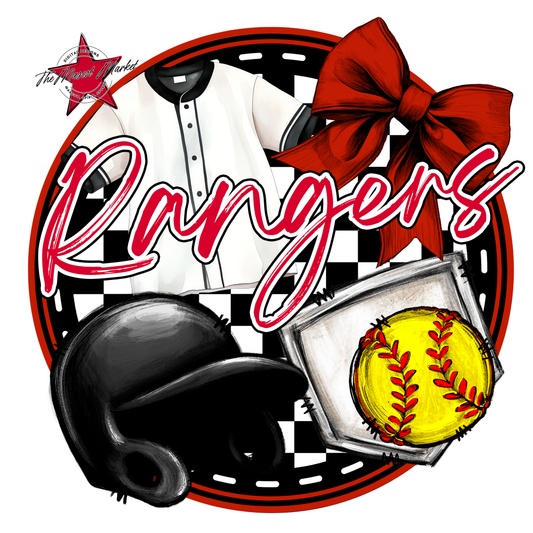 Rangers Circle Softball Design-Red