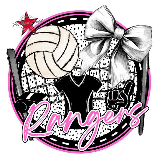 Rangers Circle Volleyball Design-Baby Pink