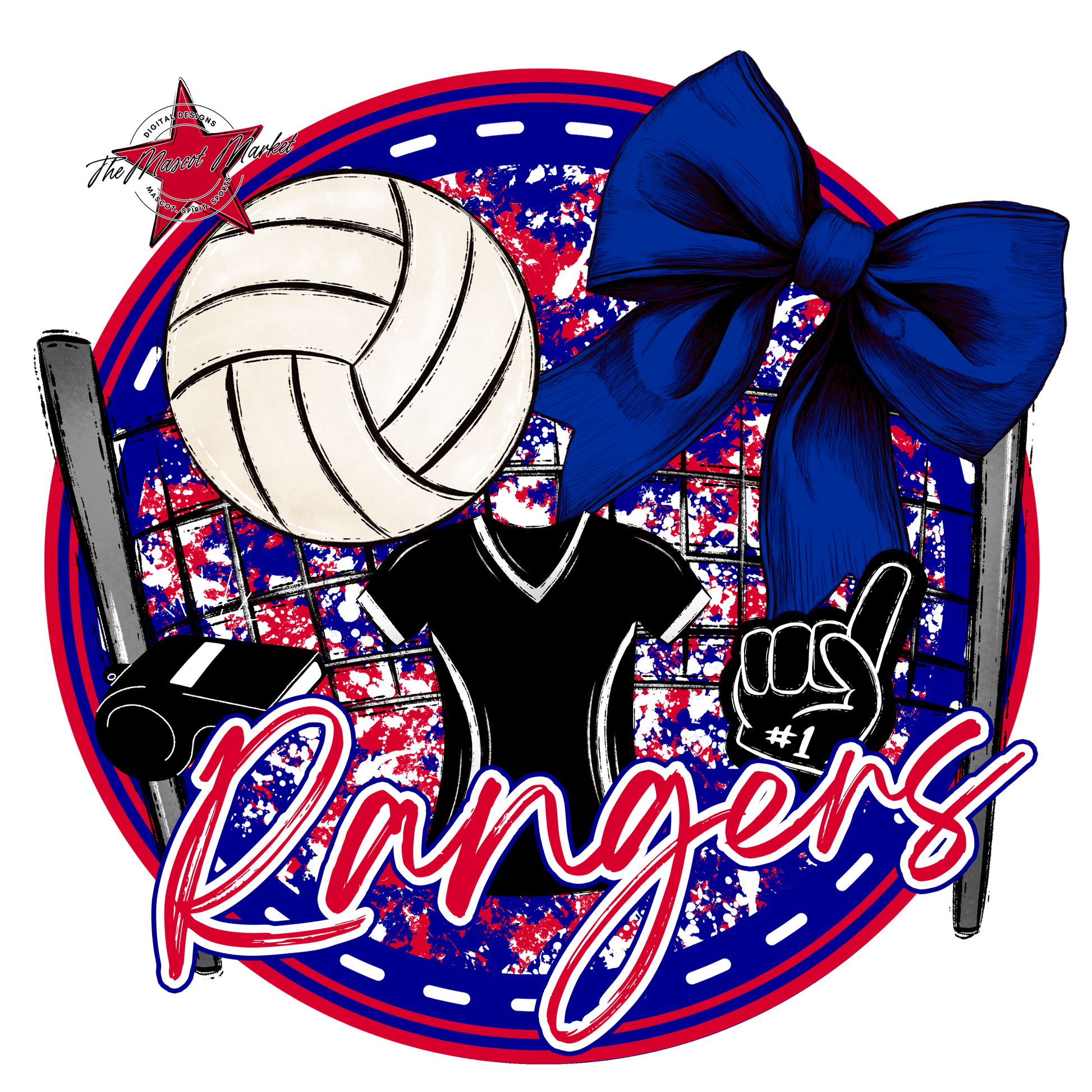 Rangers Circle Volleyball Design-Blue-Red