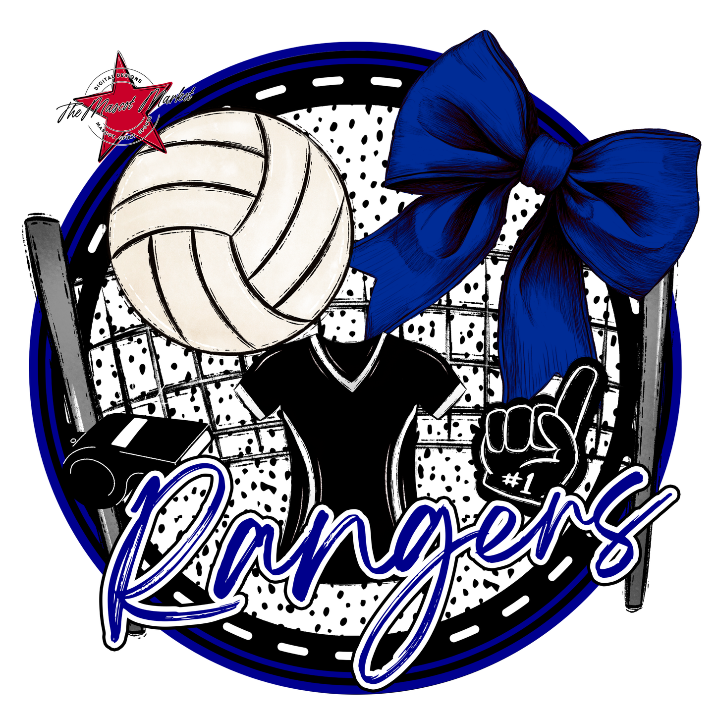 Rangers Circle Volleyball Design-Blue
