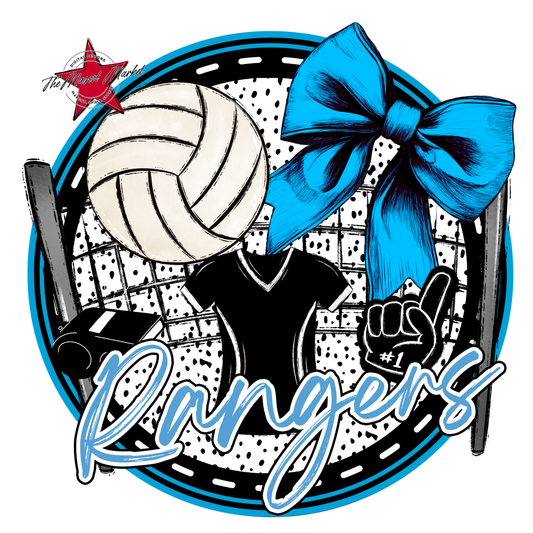 Rangers Circle Volleyball Design-Carolina Blue