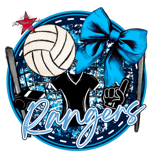 Rangers Circle Volleyball Design-Navy-Carolina Blue