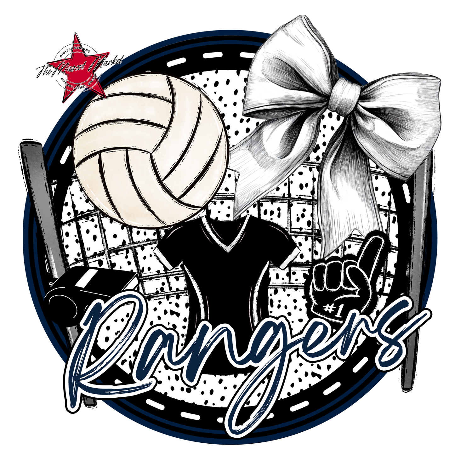 Rangers Circle Volleyball Design-Navy