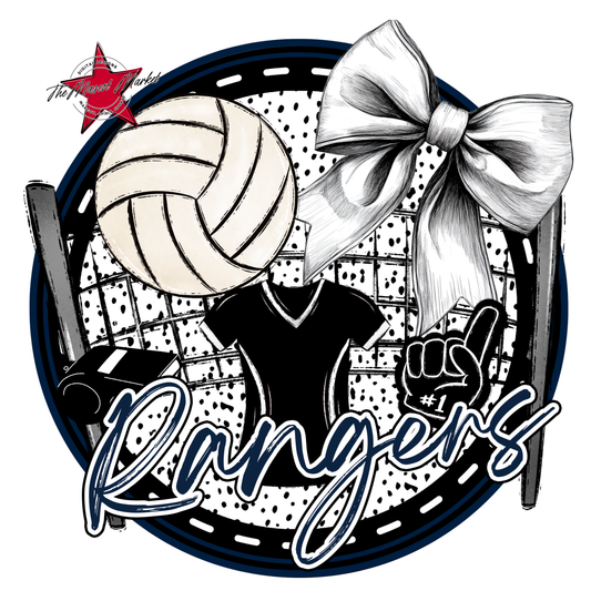 Rangers Circle Volleyball Design-Navy