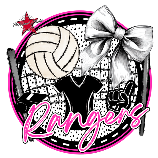 Rangers Circle Volleyball Design-Pink