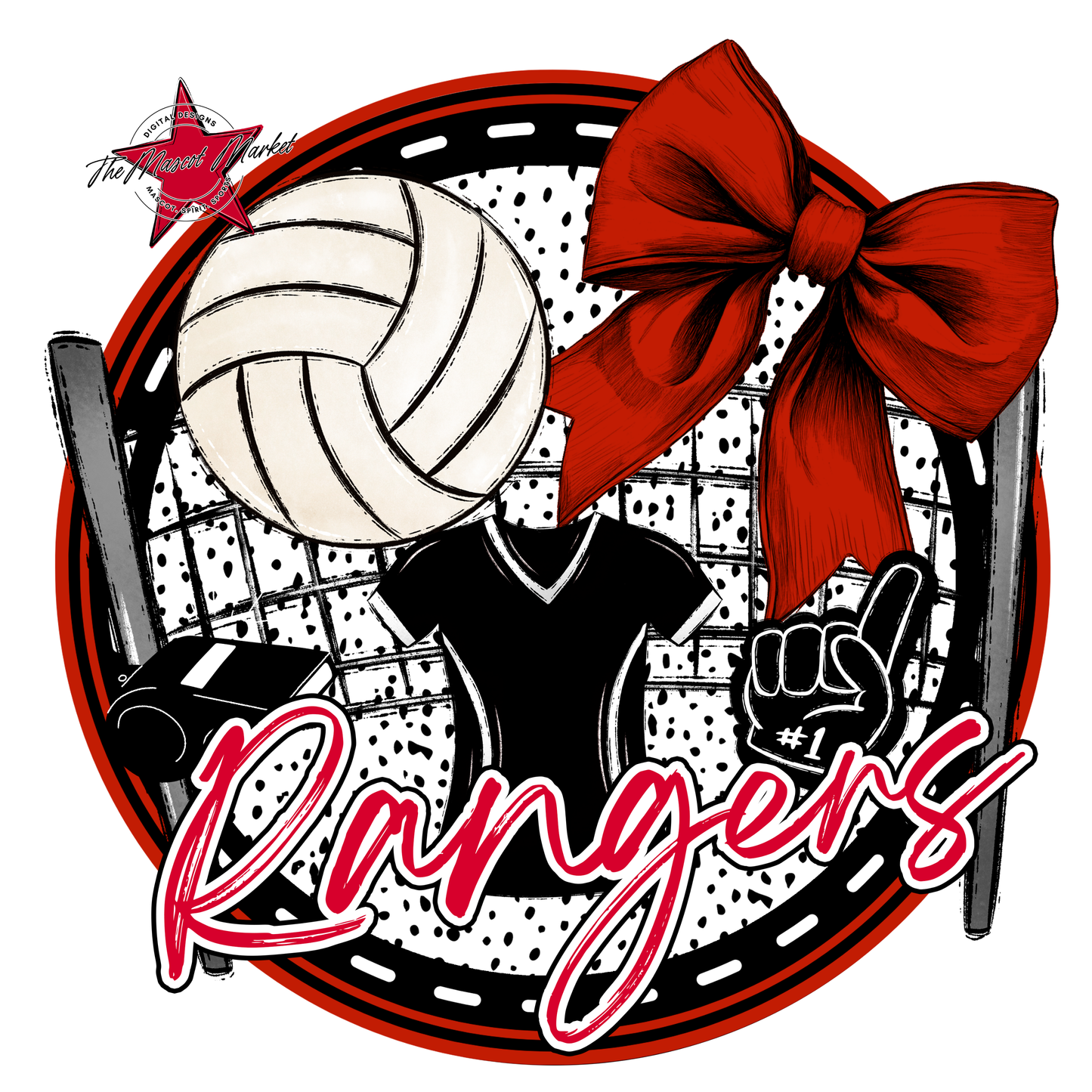 Rangers Circle Volleyball Design-Red