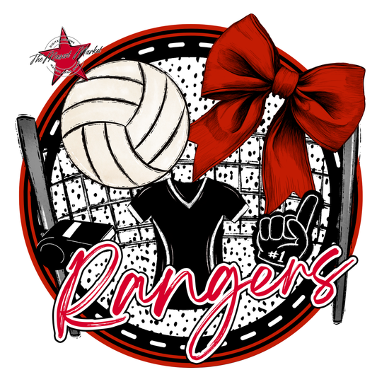 Rangers Circle Volleyball Design-Red