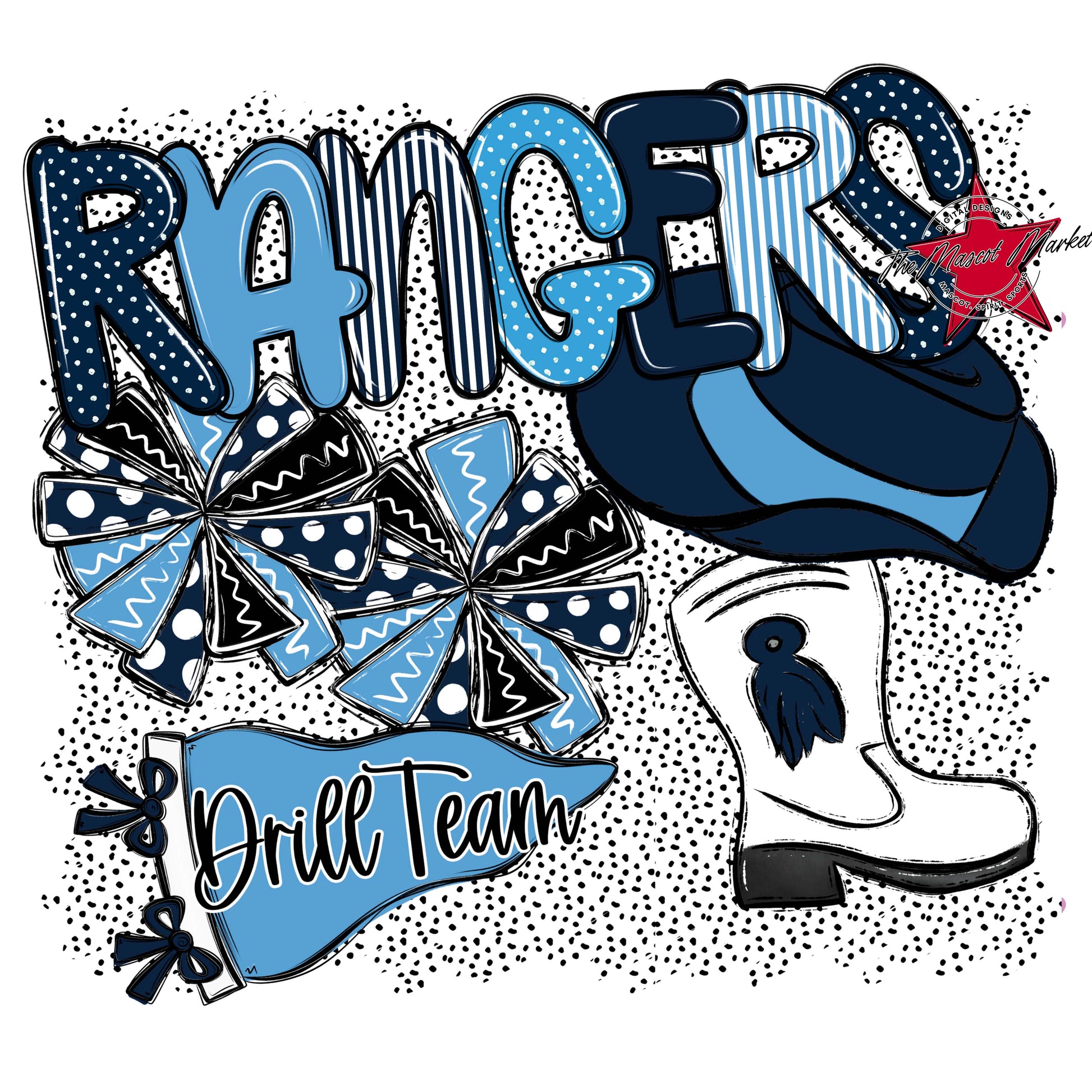 Rangers Drillteam Spirit-Navy & Carolina Blue