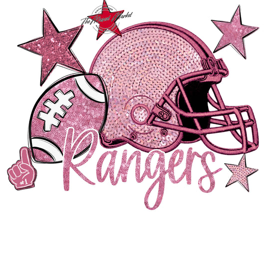 Rangers Football Embroidered Sequins Design-Pink Out