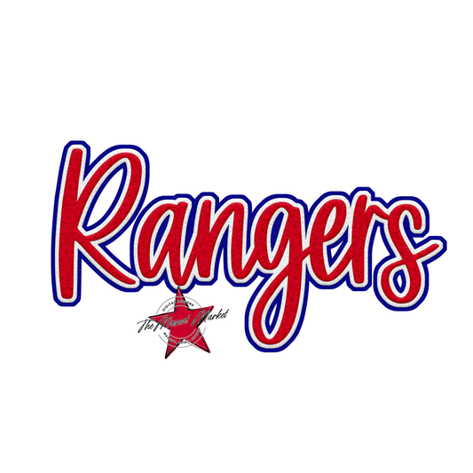 Rangers Faux Chenille Patch-Blue-Red