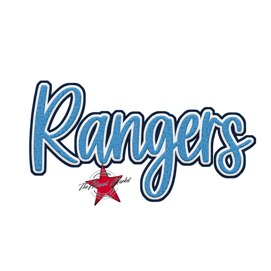 Rangers Faux Chenille Patch-Carolina Blue