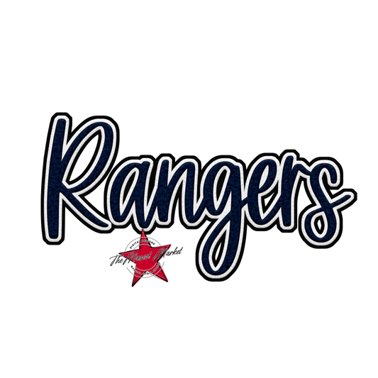 Rangers Faux Chenille Patch-Navy