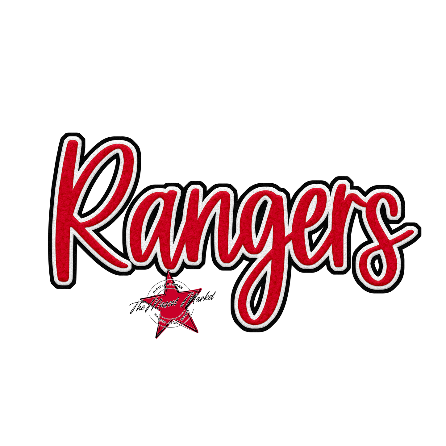 Rangers Faux Chenille Patch-Red