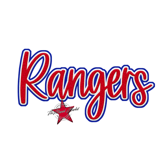 Rangers Faux Chenille Patch-Royal Blue-Red